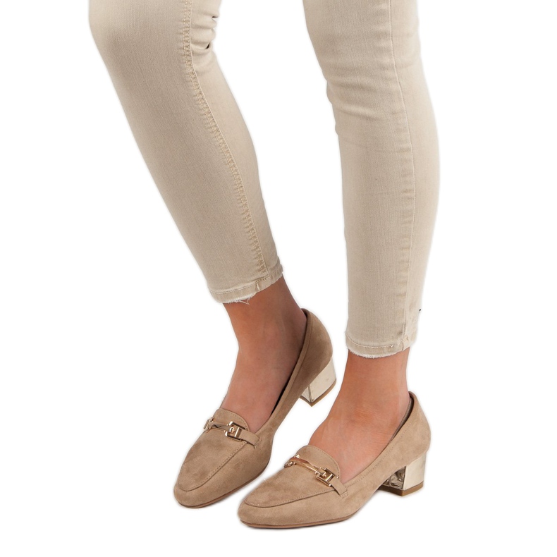 Kylie Mokasíny na vysokém podpatku hnědý 1