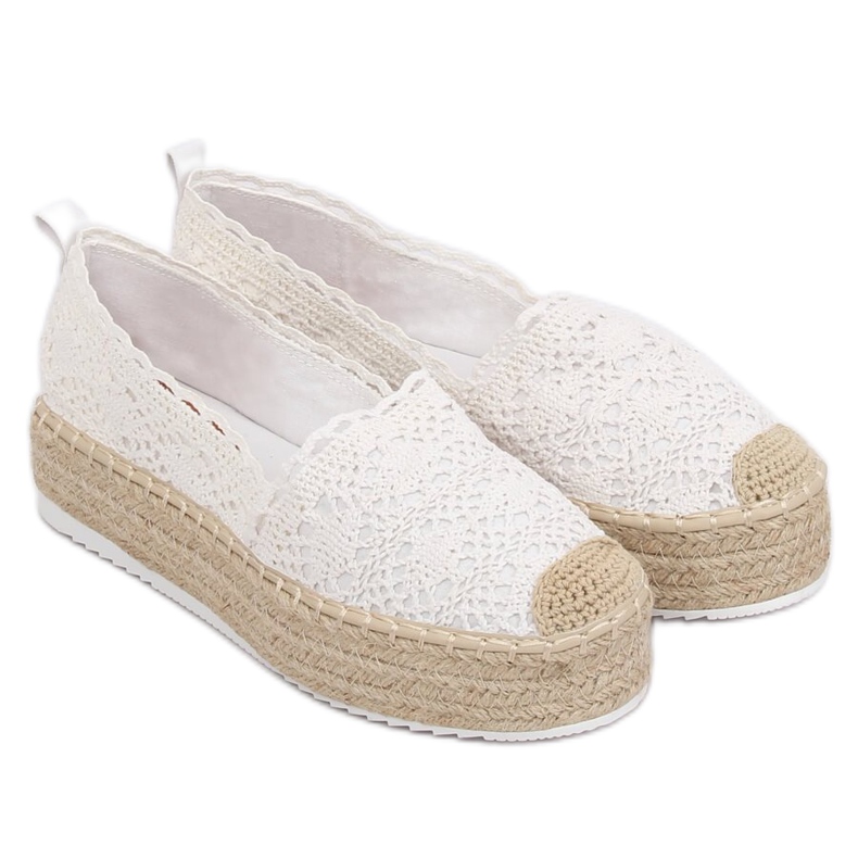 Bílé krajkové espadrilky A8692 White bílý 2