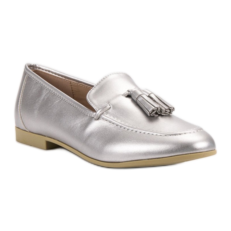 Třásně stříbrné mokasíny VICES šedá 1