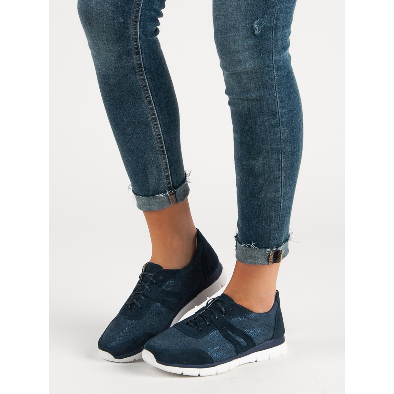 Filippo Námořnická kožená sportovní obuv modrý 2