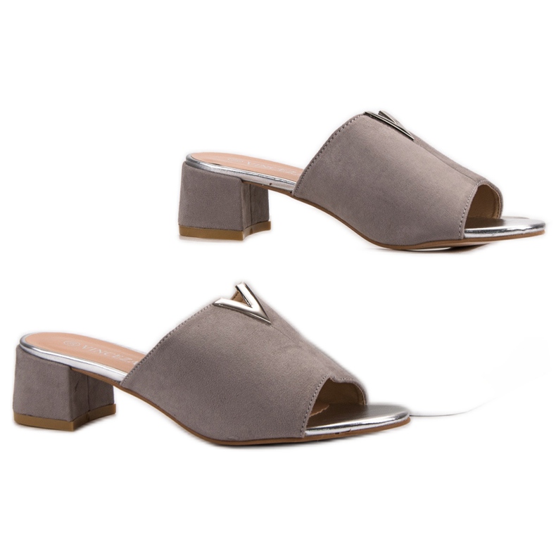 Semišové pantofle VINCEZA šedá 2