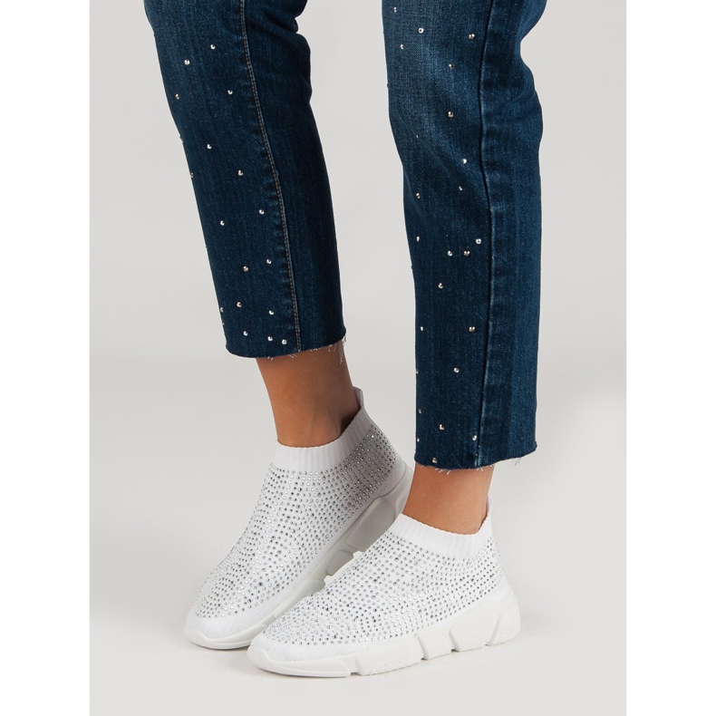 Textilní sportovní obuv s krystaly bílý 2