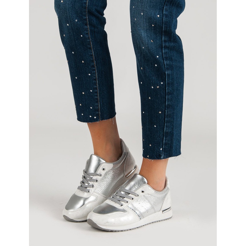 Jumex Stříbrné sportovní boty šedá 1