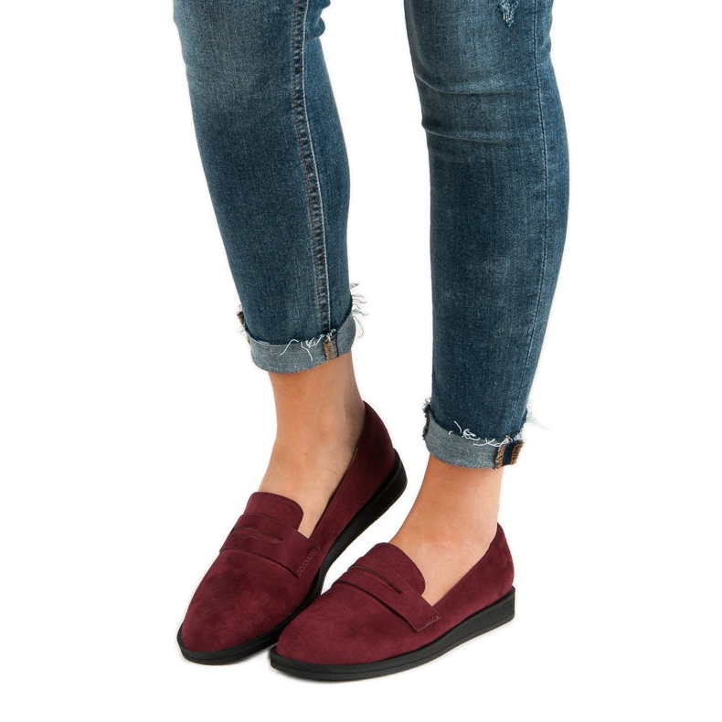 Best Shoes Burgundské ležérní mokasíny červený 1