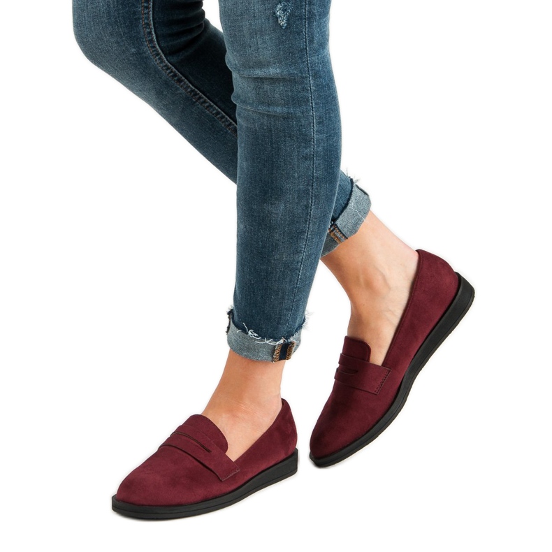 Best Shoes Burgundské ležérní mokasíny červený 2