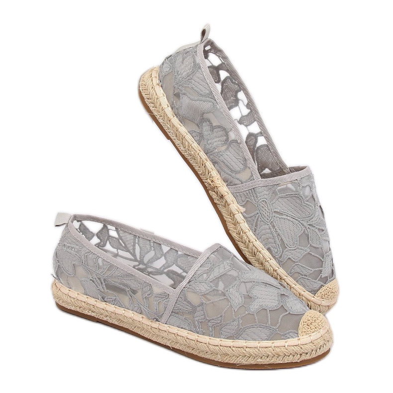 Šedé prolamované espadrilky 68-130 Grey šedá 2 Šedé prolamované espadrilky 68-130 Grey šedá 2