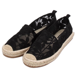 Černé prolamované espadrilky 68-130 Black černý 2