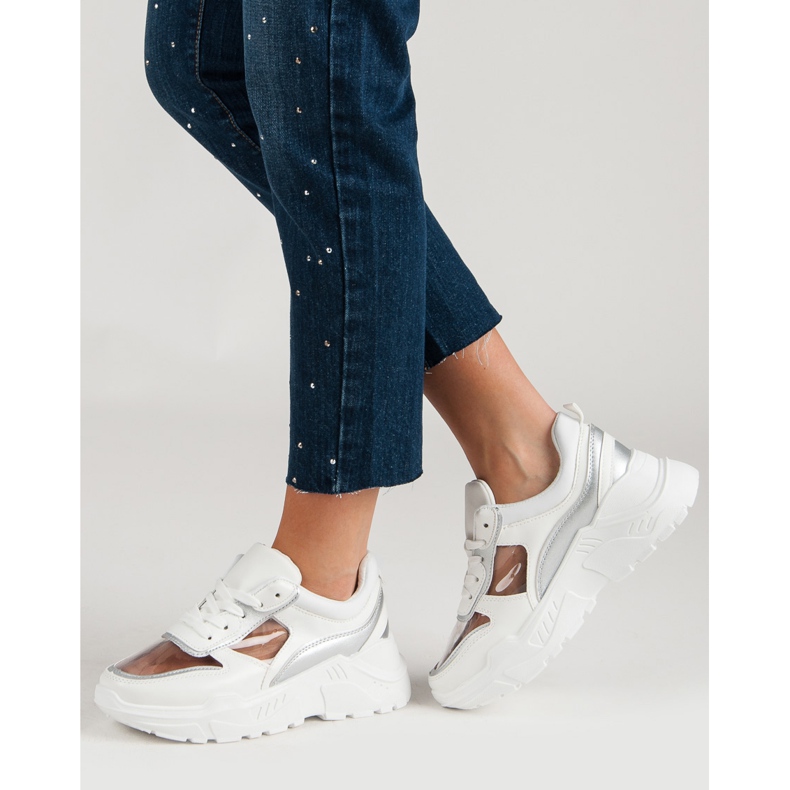 Průhledné tenisky na platformě bílý 1