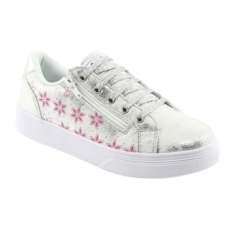 Sportovní dívčí jezdec American Club ES13 stříbrný bílý šedá růžový 1