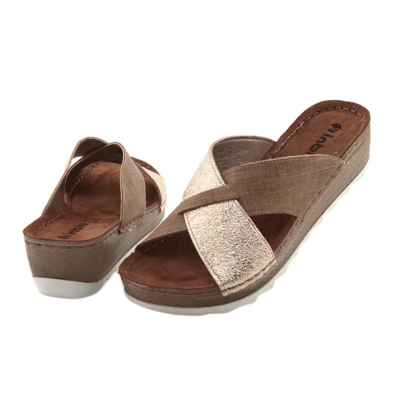 Pantofle KOMFORT INBLU GX006 hnědé / zlaté béžový zlatý 4