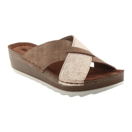 Pantofle KOMFORT INBLU GX006 hnědé / zlaté béžový zlatý 1