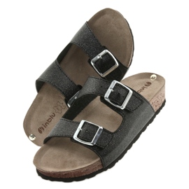 Černé dámské pantofle Inblu NM013 se stříbrnými částečkami černá 5