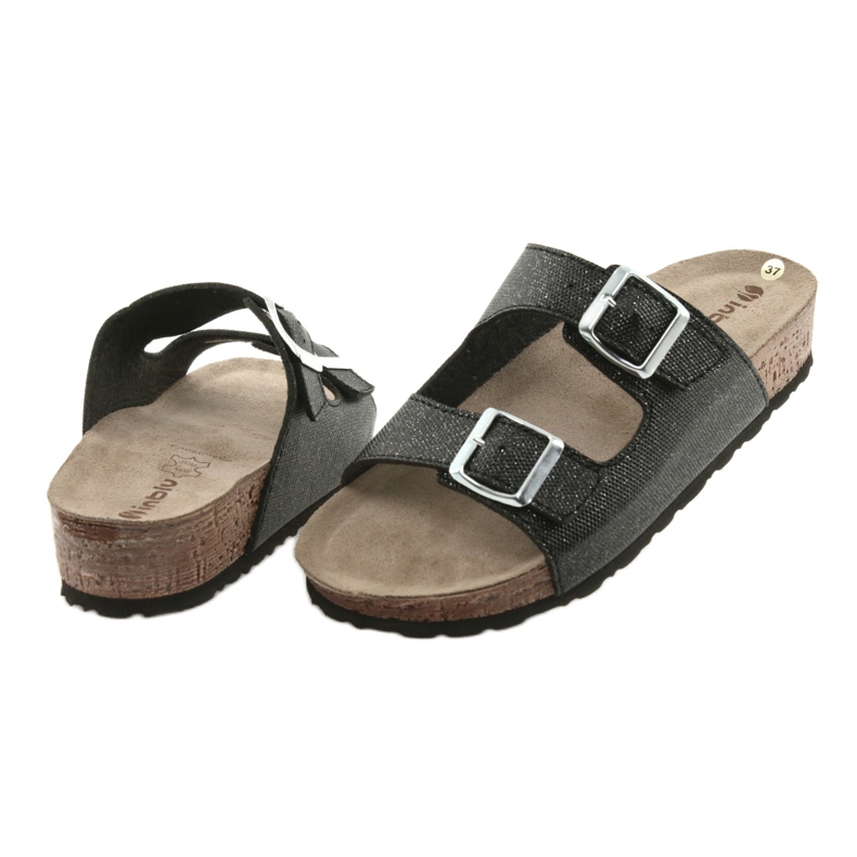 Černé dámské pantofle Inblu NM013 se stříbrnými částečkami černá 4