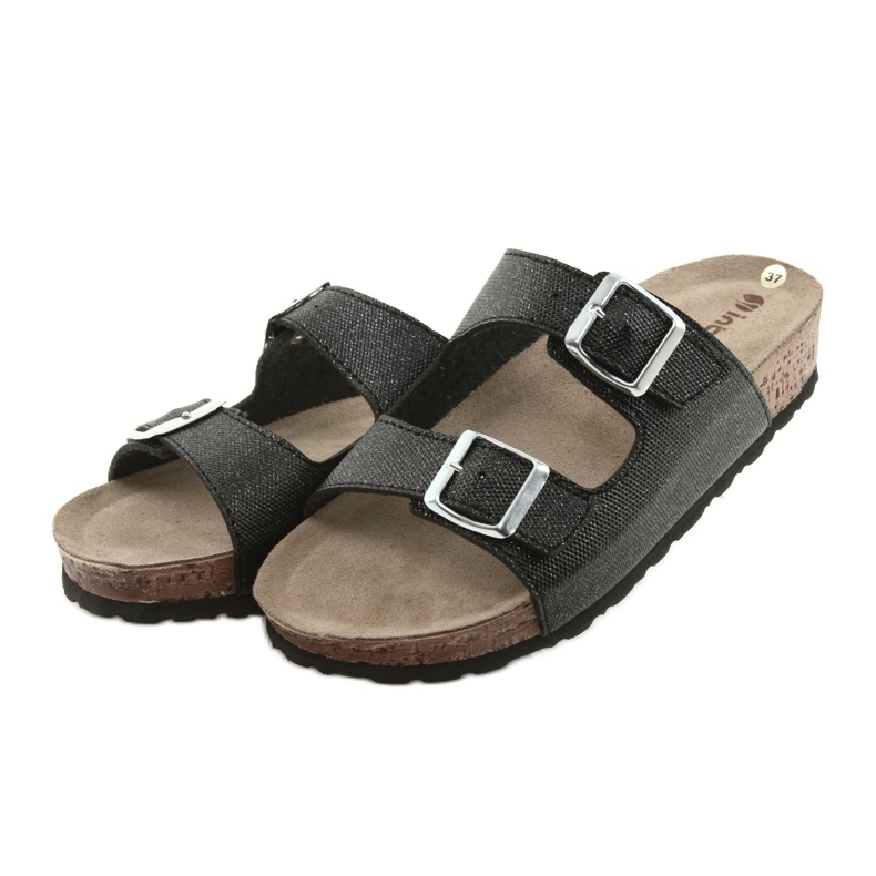 Černé dámské pantofle Inblu NM013 se stříbrnými částečkami černá 3