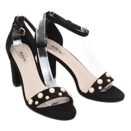 Sandály na sloupek s černými perlami GH1519 Black 1