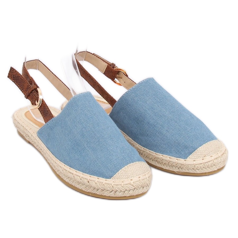 HH-119 BLUE / CAMEL modré espadrilky s otevřenými podpatky modrý 2