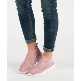 Textilní sportovní obuv s krystaly růžový 1