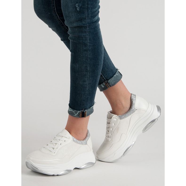 Weide Bílé tenisky s třpytkami bílý 1