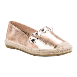 Bestelle Espadrilky s růžovými zlatými cvočky žluť 2