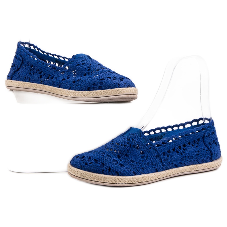 Sweet Shoes Modré krajkové espadrilky modrý 1