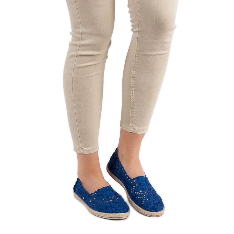 Sweet Shoes Modré krajkové espadrilky modrý 2
