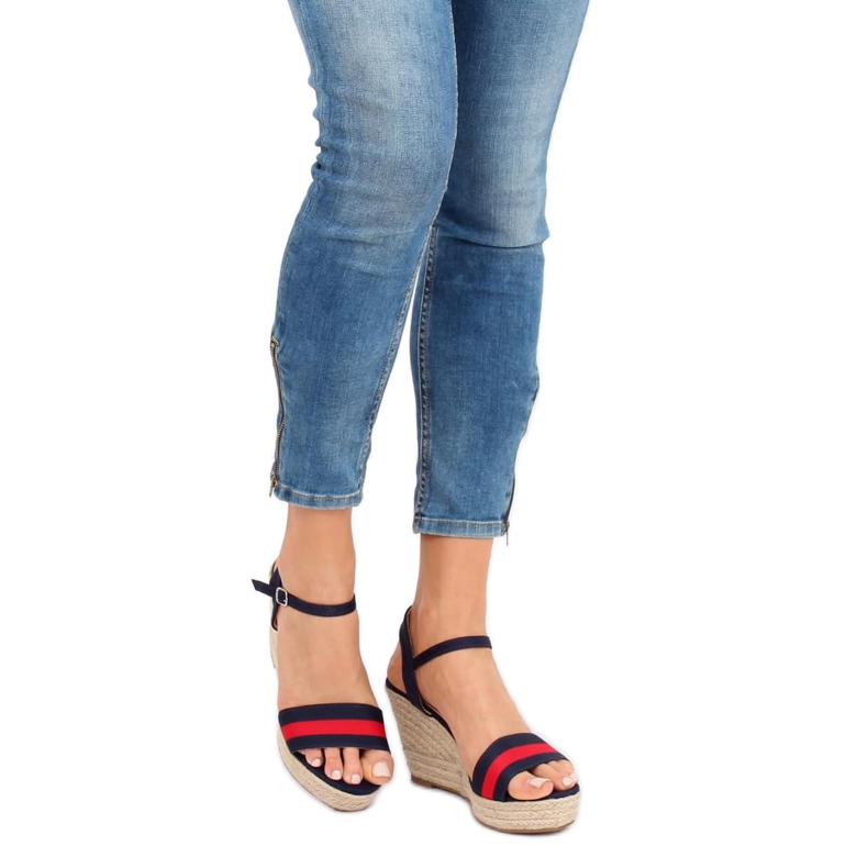 Espadrilky na klíncích námořnická modrá 9072 modrá námořnická modř 2