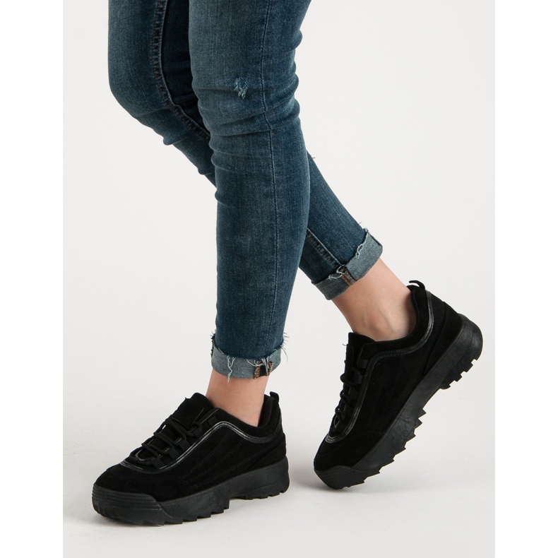 Černé semišové tenisky černá 2