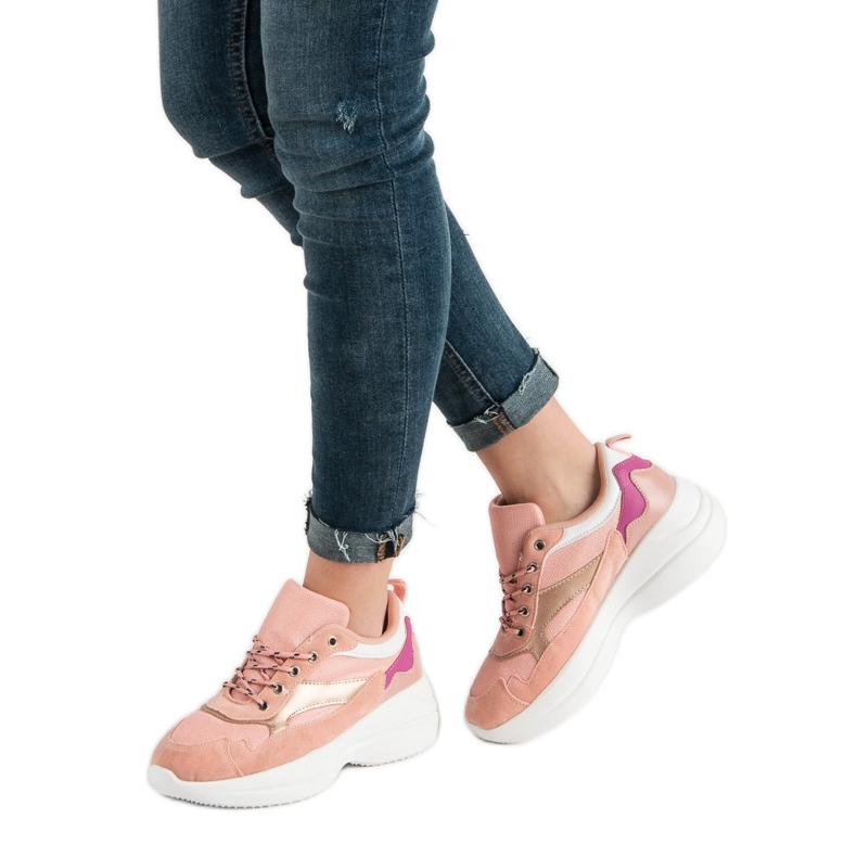 Módní obuv na platformě růžový 2