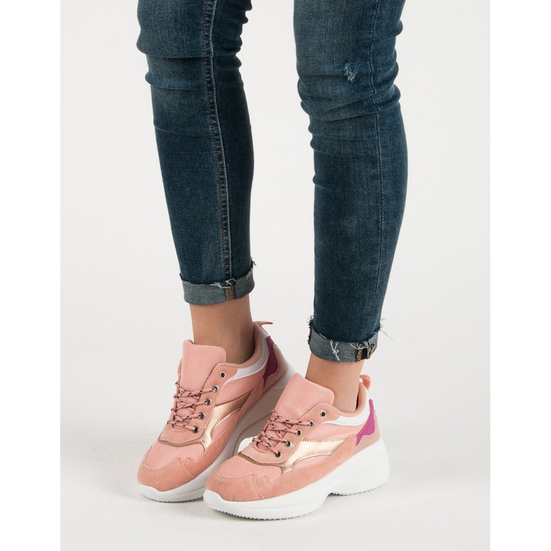 Módní obuv na platformě růžový 1