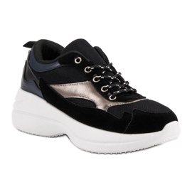 Módní obuv na platformě černý 1