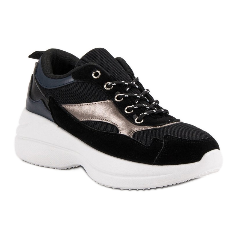 Módní obuv na platformě černá 1