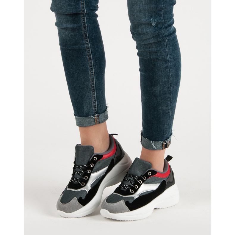Módní obuv na platformě šedá vícebarevný 1