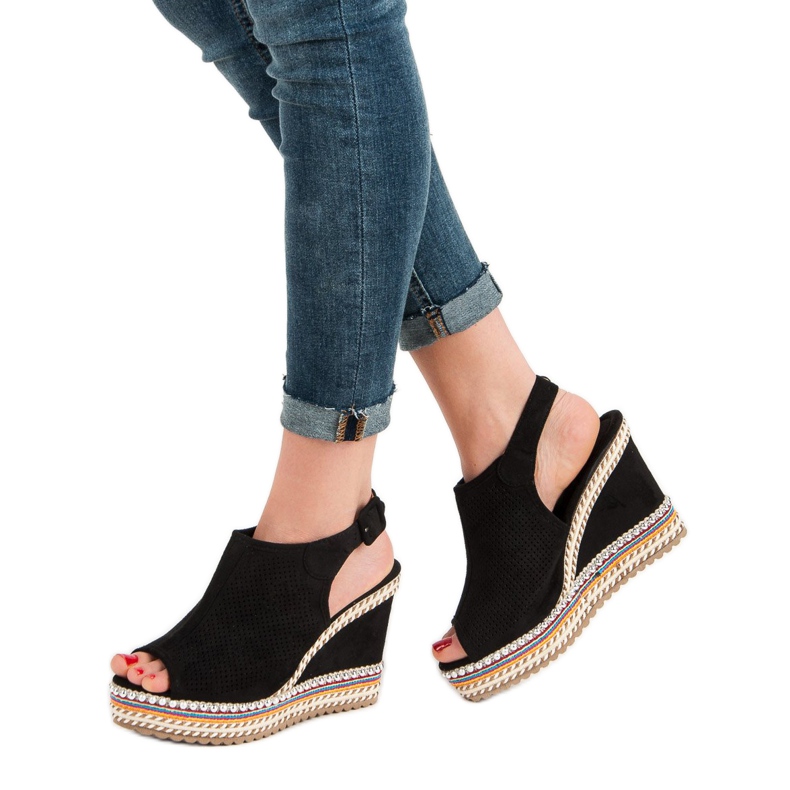 Nio Nio Vestavěné klínové sandály černá 1