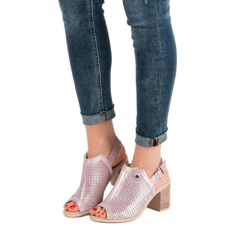 Filippo Kožené sandály růžový 1