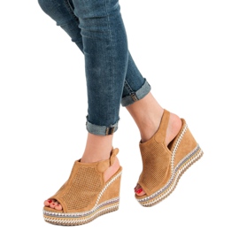 Nio Nio Vestavěné klínové sandály hnědý 2