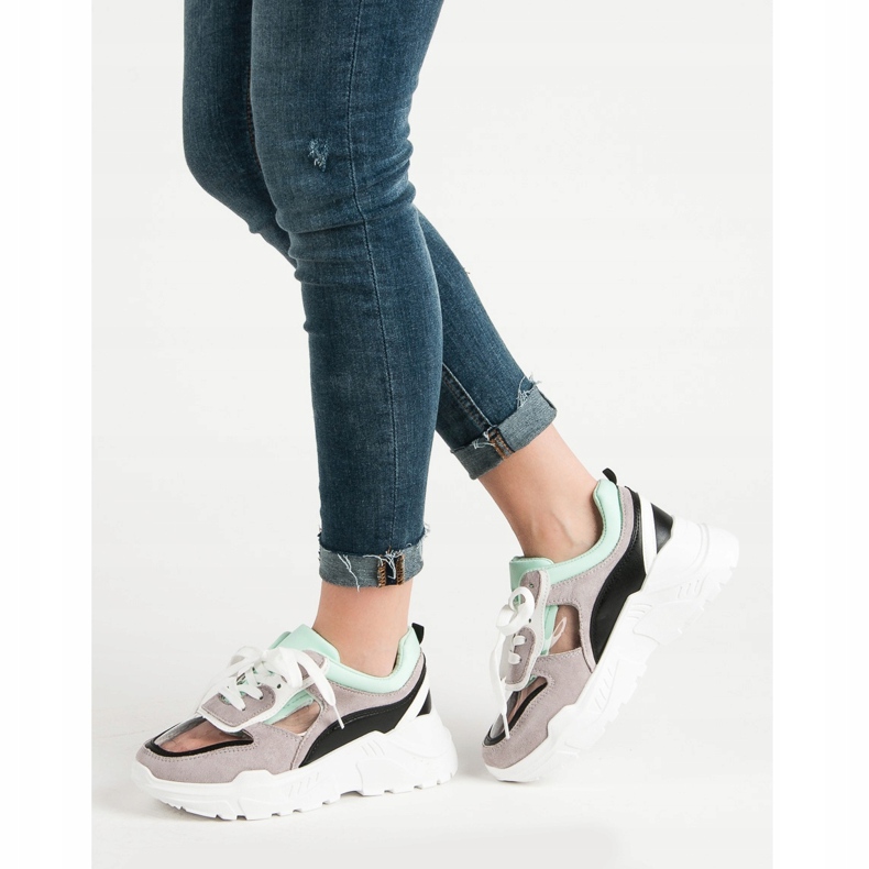 SHELOVET Průhledné tenisky na platformě šedá 1