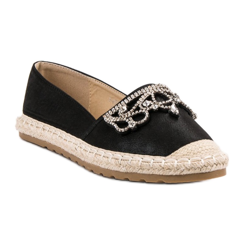 Ideal Shoes Černé espadrilky s ornamenty černý 1