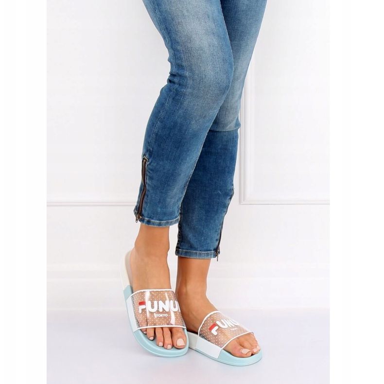 Modré Dámské modré pantofle ZD807 Modrá modrý 1