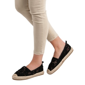 Lucky Shoes Espadrilky z černé krajky černá 2