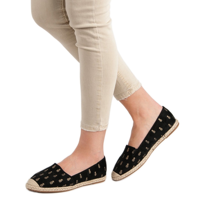 Lucky Shoes Černé espadrilky v ananasu černý 2