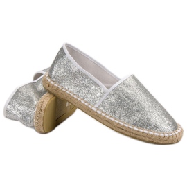 Cm Paris Třpytivé stříbrné espadrilky šedá 1