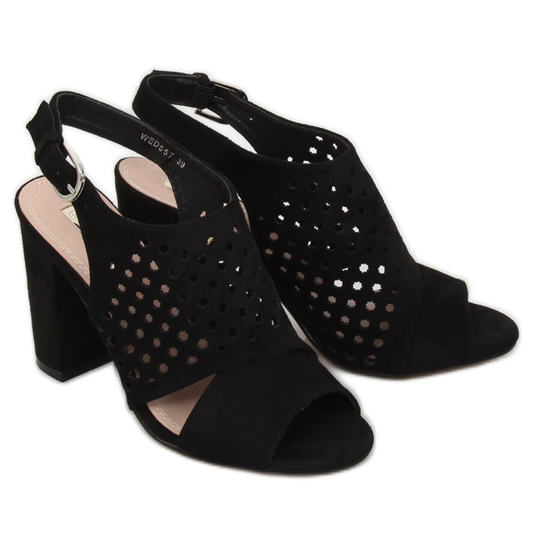 Černé prolamované sandály WED557 Negro černá 2