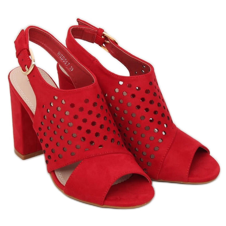 Červené prolamované sandály WED557 Rojo červený 2