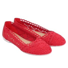 Červené prolamované balerínky 4701 Red 1