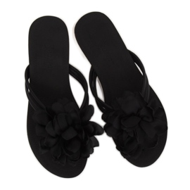 Černé žabky s květinou CK103 Black černý 1