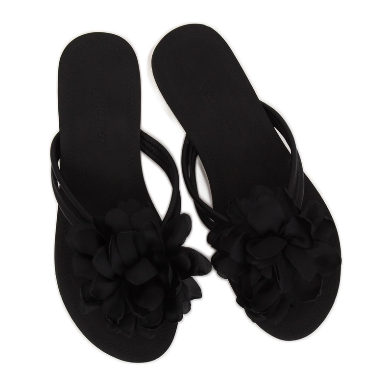 Černé žabky s květinou CK103 Black černý 1