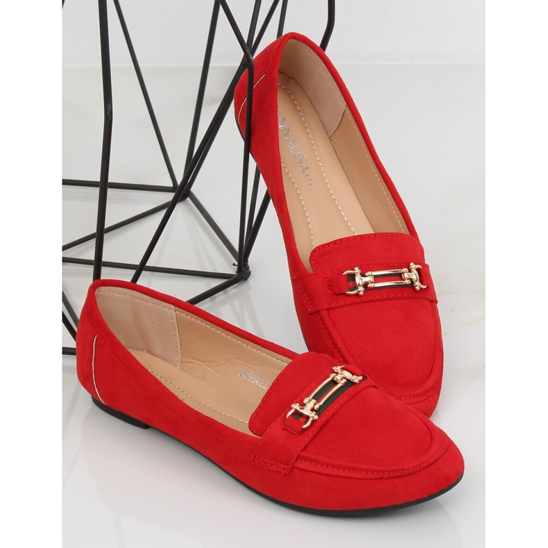 Červené dámské mokasíny JM8542Z Rojo červený 2