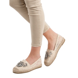 Bestelle Krajkové espadrilky s ornamenty hnědý 1