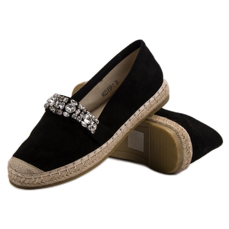 Bestelle Semišové espadrilky s krystaly černý 1