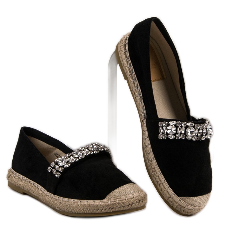 Bestelle Semišové espadrilky s krystaly černý 2